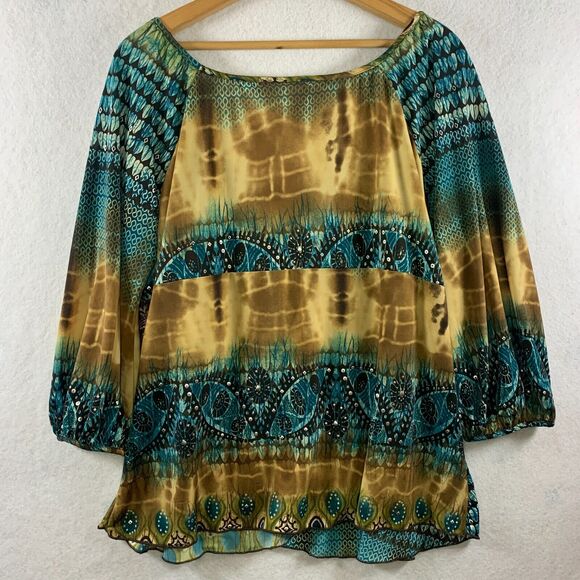 Womens Y2K Babydoll Top Sz XL Fairy Grunge Tiered Ruffle Lace Sequin Boho Office - Picture 9 of 11